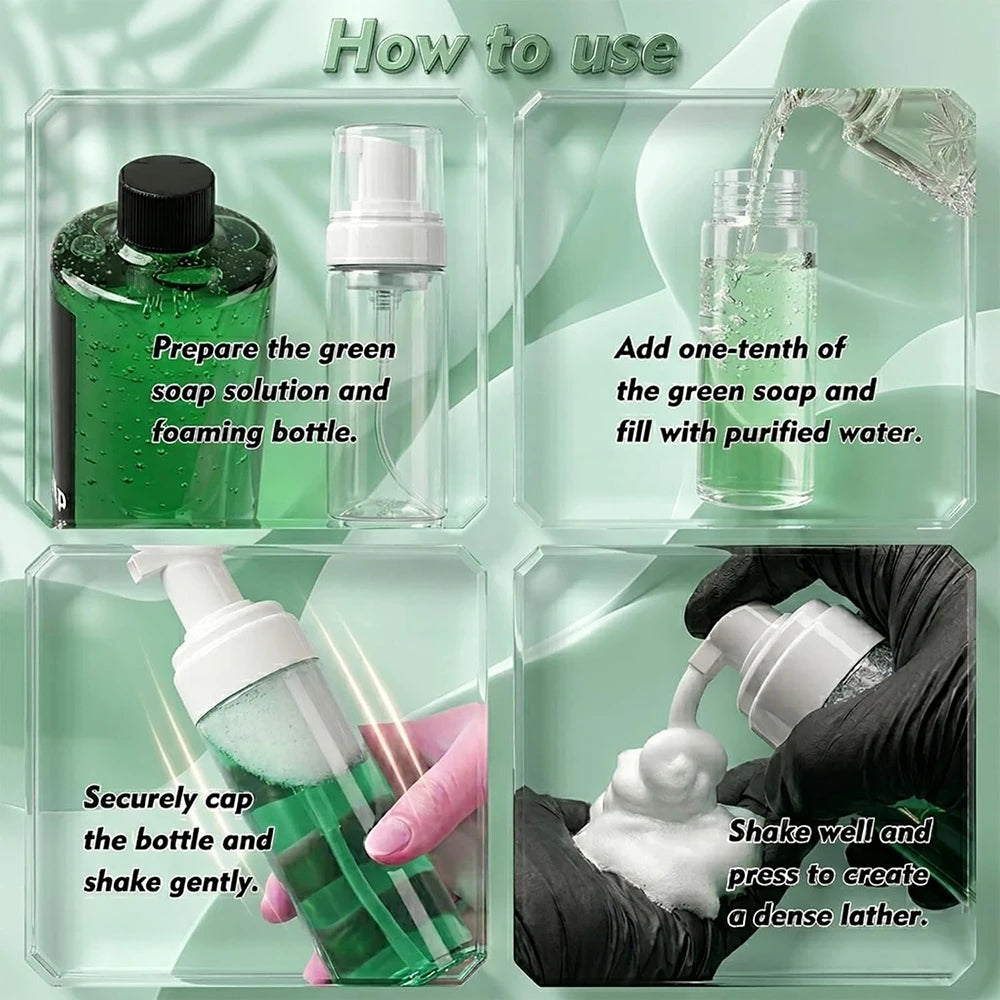 500/250ML Tattoo Green Soap Concentrated Tattoo Cleaning Soap Green Algae Soap with Foam Pump Bottle Tattooing Piercing Supplies