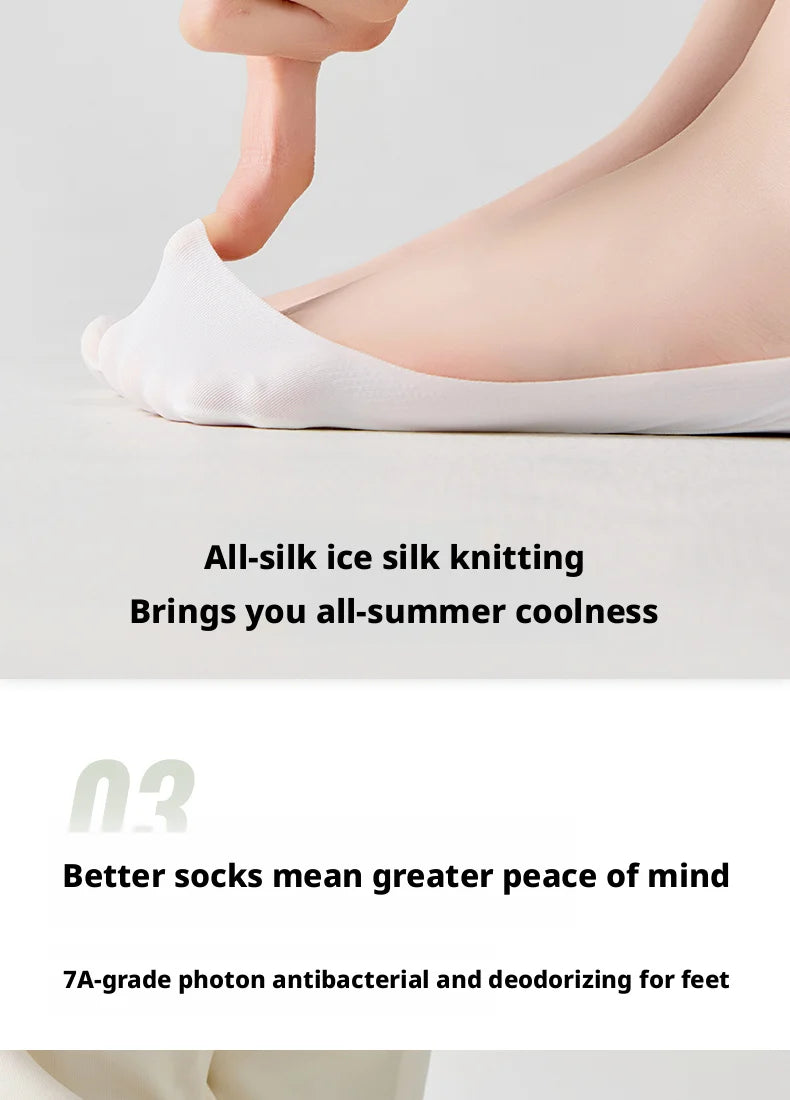 Dam Osynliga Strumpor 5-pack – Issilke Tunn Halkfri Silikon No-Show Sommar, EU 35–39