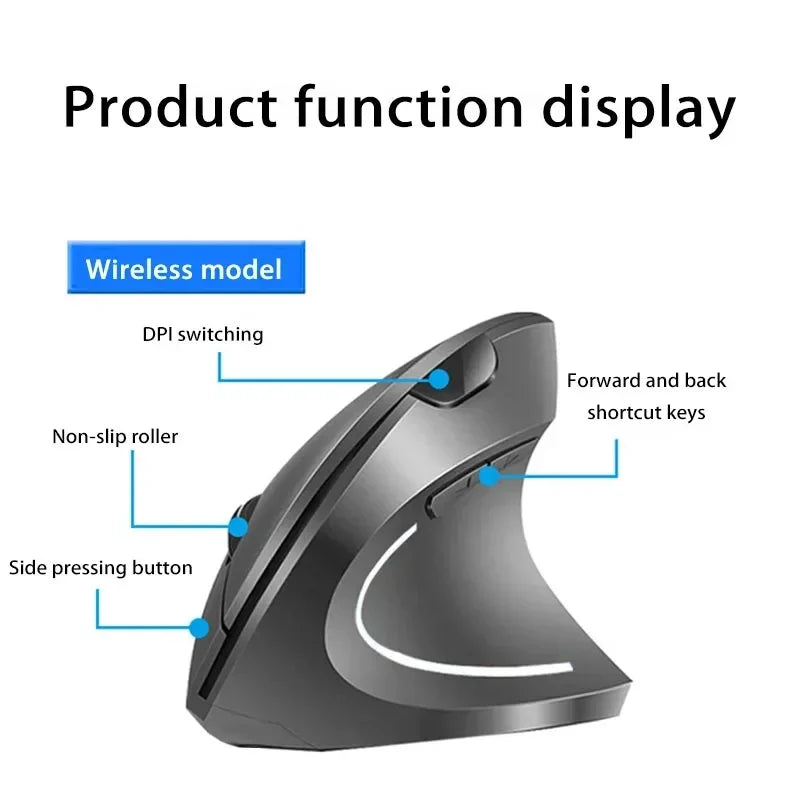 Lenovo Trådlös Vertikal Mus Uppladdningsbar Ergonomisk Bluetooth 2.4G Tyst Datormus