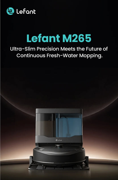 Lefant M265 Robot Vacuum Cleaner with Mapping, 20000Pa, Self-Cleaning Roller, Clean Water Wash, Laser dToF, Avoid PSD, Anti-Tangle, Compact, WiFi 2.4G/5G/Alexa/APP