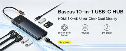 Baseus 11/12-i-1 USB-C-docka med flera skärmutgångar och PD