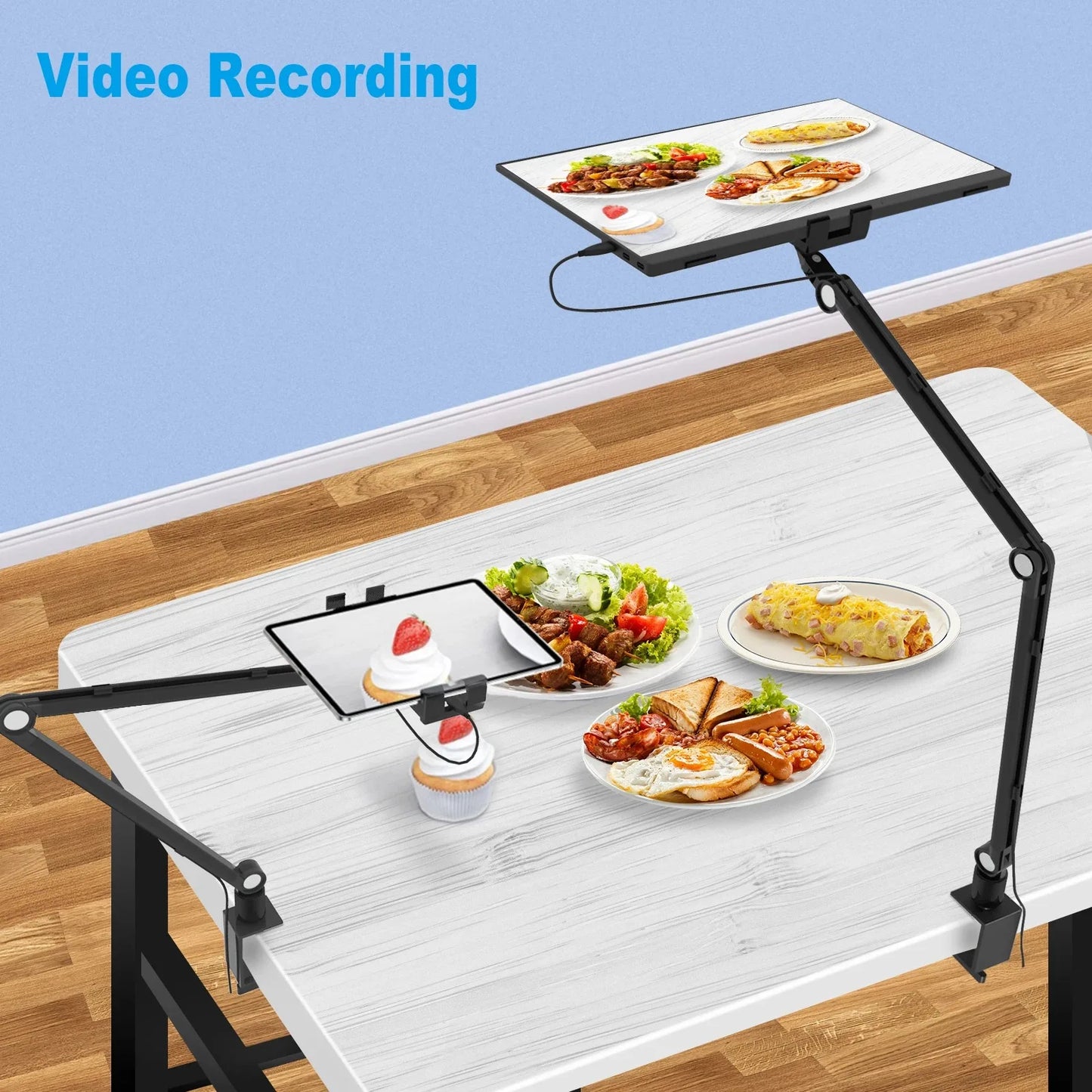 2025 Tablet Stand Holder for Ipad,Portable Monitor Stand Desk Mount for 15.6'' 16'' Screen,Aluminum Long Arm with Rotating