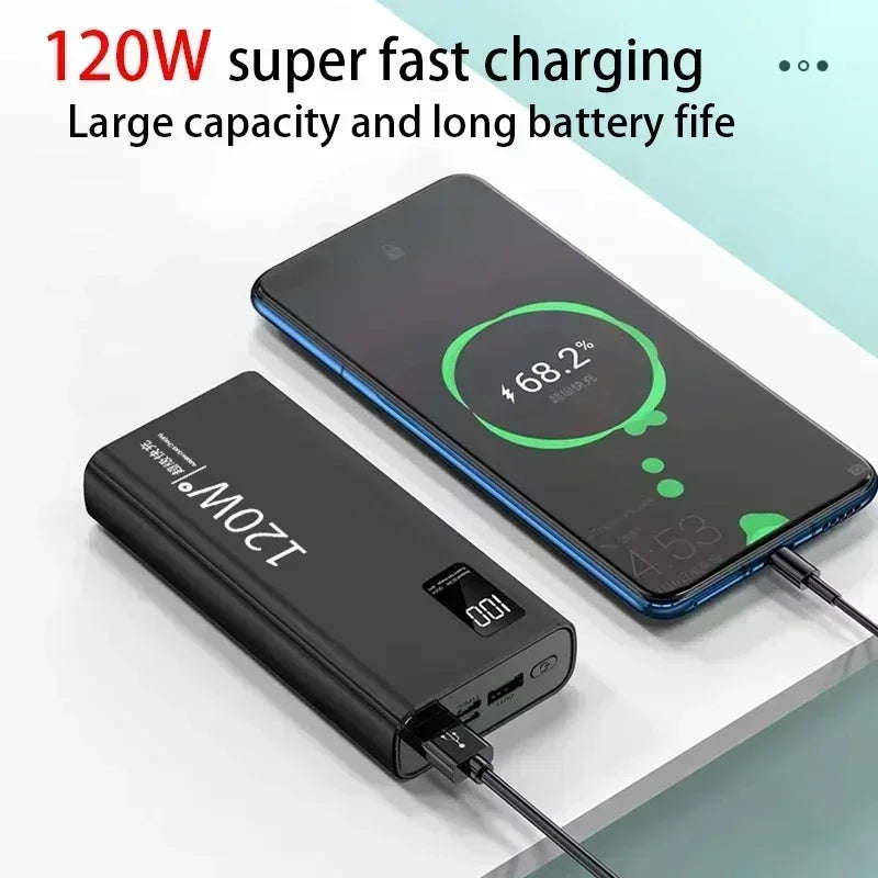 VIVO 500000mAh Power Bank 120W Super Fast Charging Portable LED Digital Display External Power Bank for iPhone Samsung 2026New