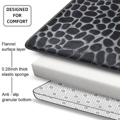 1 Set of Solid Color Simple Bathroom Water-absorbing and Non-slip Floor Mat Stone Pattern, Comfortable and Soft, Three-piece Set