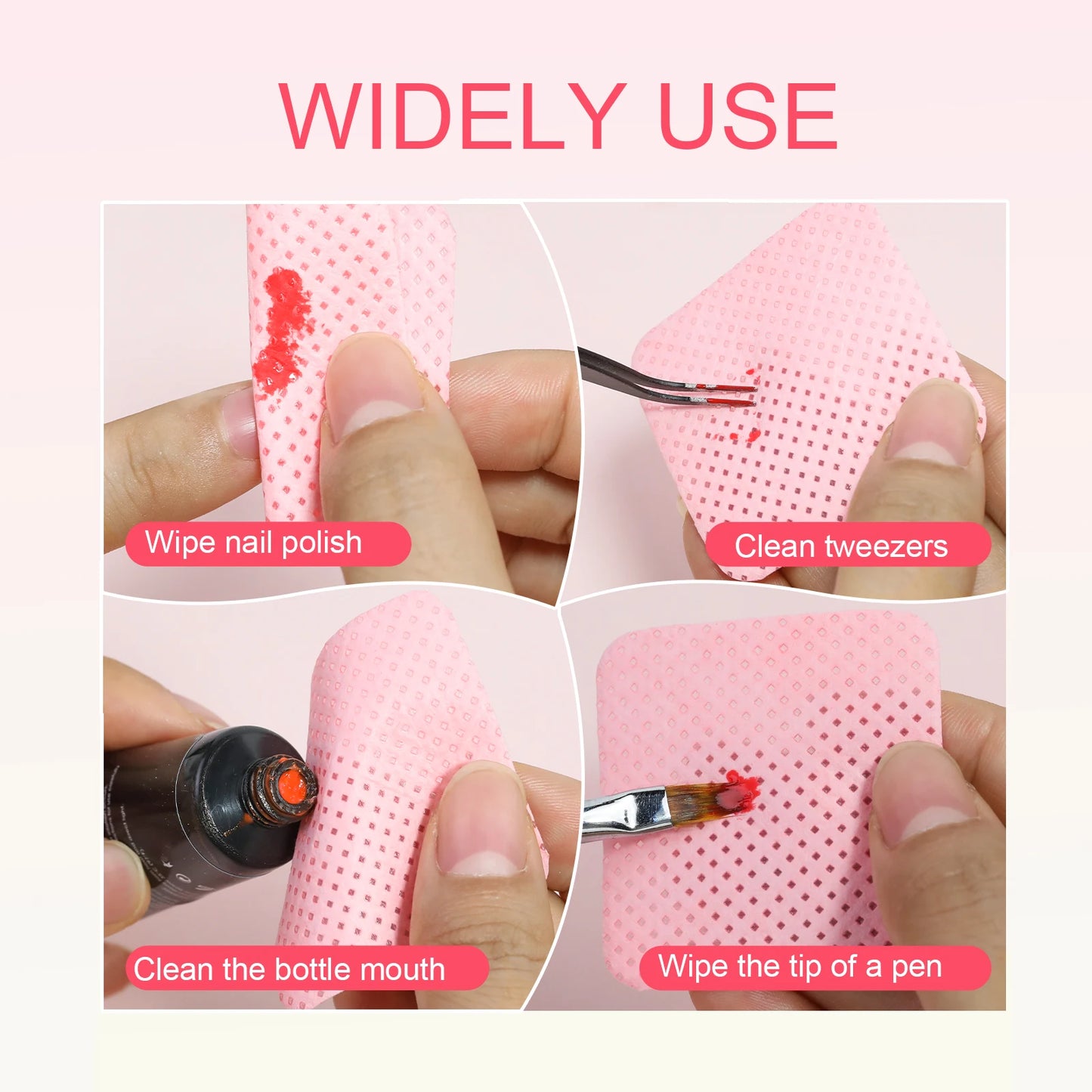 1080pcs Boxed Nail Art Lint-Free Eyelash Glue Wipes Paper Gel Polish Remover Clean Glue Cotton Pads Beauty Cleaning Tools