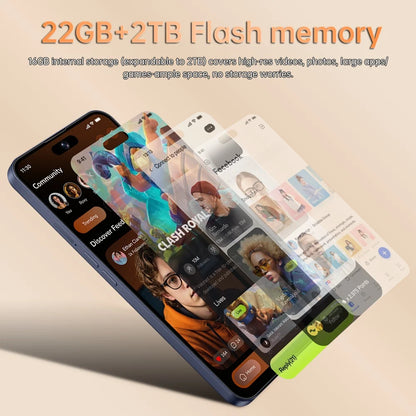 Cellphones 15T Pro Original Face Recognition Android 15 Mobile Phones 5G Dual Card 7800mAh 7.3 inch Global Version Unlocked Smartphone