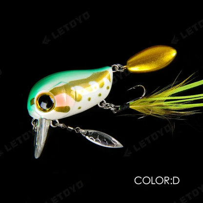 Micro Tappy Fishing Lures Artificial Hard Baits Crank Wobblers Tongue Plate Spinning Spoon with Feather Rotates Trout fish Bait