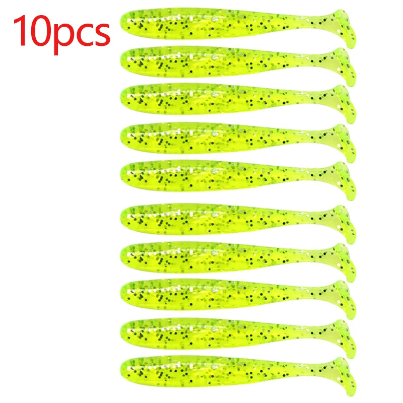 10pcs/Lot Fishing Lure T Tail Worm Soft Bait Jigging Wobblers Tackle Bass Pike Artificial Silicone Swimbait 55mm 70/90mm 120mm