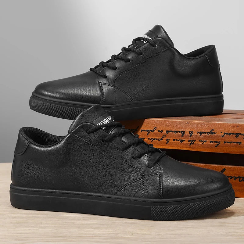 Trendiga vita sneakers för herr – andningsbart material i stor storlek