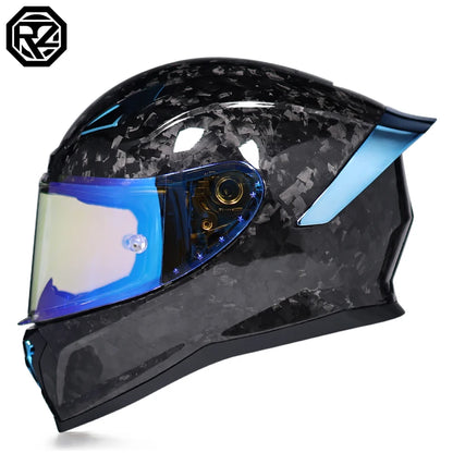 ORZ Carbon Fiber Motorcycle Helmets Men's and Women's Four Seasons Lightweight Helmets Motocross Color Lens Cosas Moto