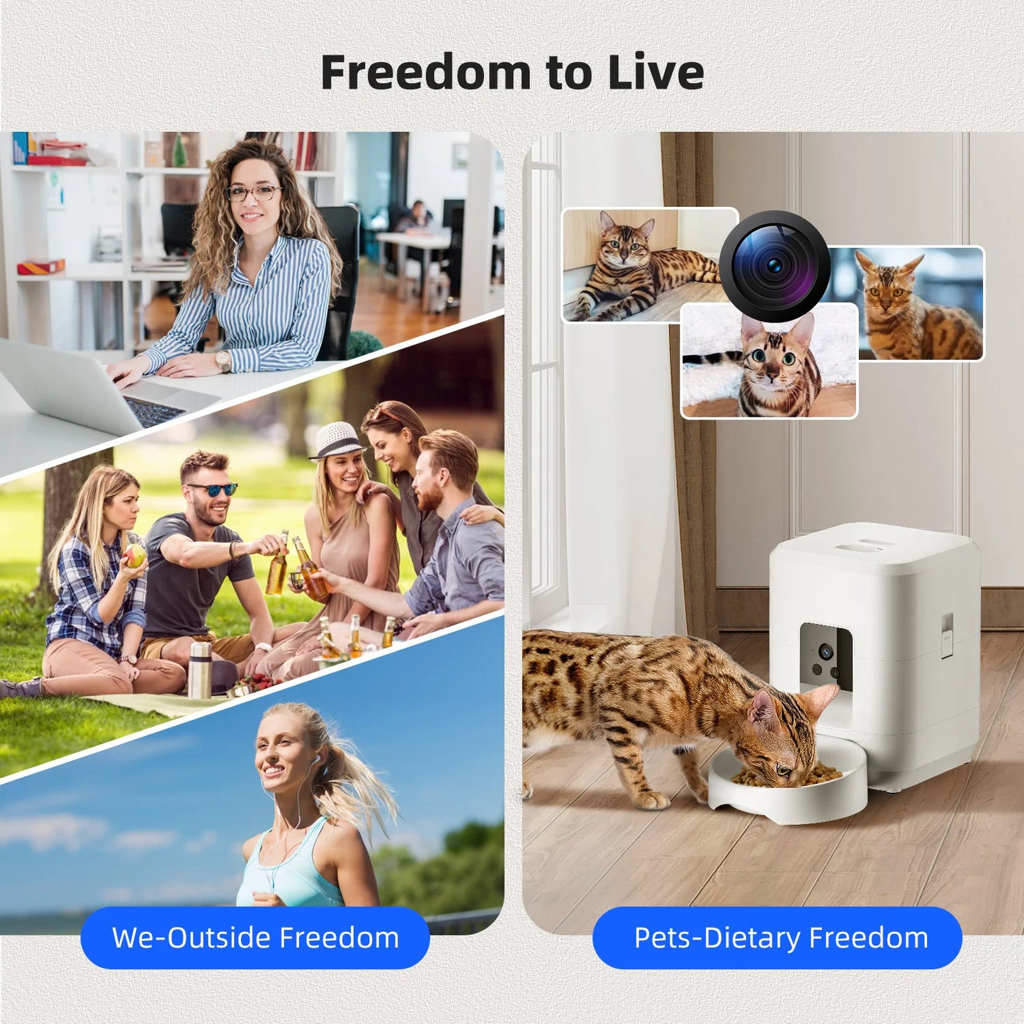 Cat Automatic Feeder With Camera, Video Dog Automatic Feeder, APP Controlled Feeding Smart Pet Feeder, 2L Cat Food Distributor