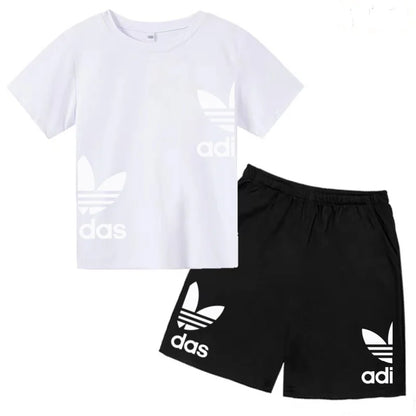 New Children Letter-Print Summer T-shirt Boy Girl Toddler3-12Years Short-Sleeved+Shorts Charming Casual Fashion Sports Brand Set