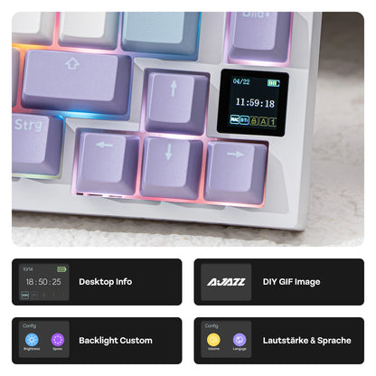 AJAZZ AK820 PRO mekaniskt tangentbord – tysk ISO-DE, RGB och TFT-skärm
