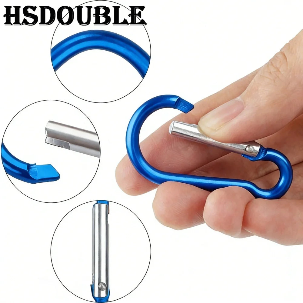 5-100Pcs Aluminum Carabiner Key Chain Clip Outdoor Camping Keyring Snap Hook Water Bottle Buckle Kit Climbing Accessories