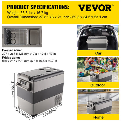 SIHAO Bärbar Kompressorkylbox 35L-55L för Bil och Camping
