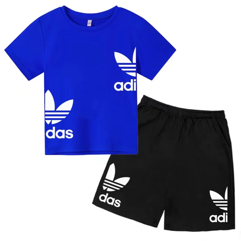 New Children Letter-Print Summer T-shirt Boy Girl Toddler3-12Years Short-Sleeved+Shorts Charming Casual Fashion Sports Brand Set
