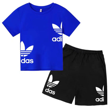 New Children Letter-Print Summer T-shirt Boy Girl Toddler3-12Years Short-Sleeved+Shorts Charming Casual Fashion Sports Brand Set