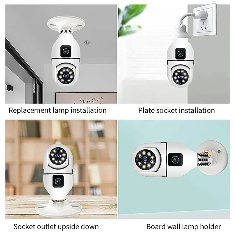 8MP WiFi IP Camera E27 Bulb Cam Wireless Baby Monitor Pet Cameras 5MP SmartLife Indoor AI Tracking Security Video Surveillance