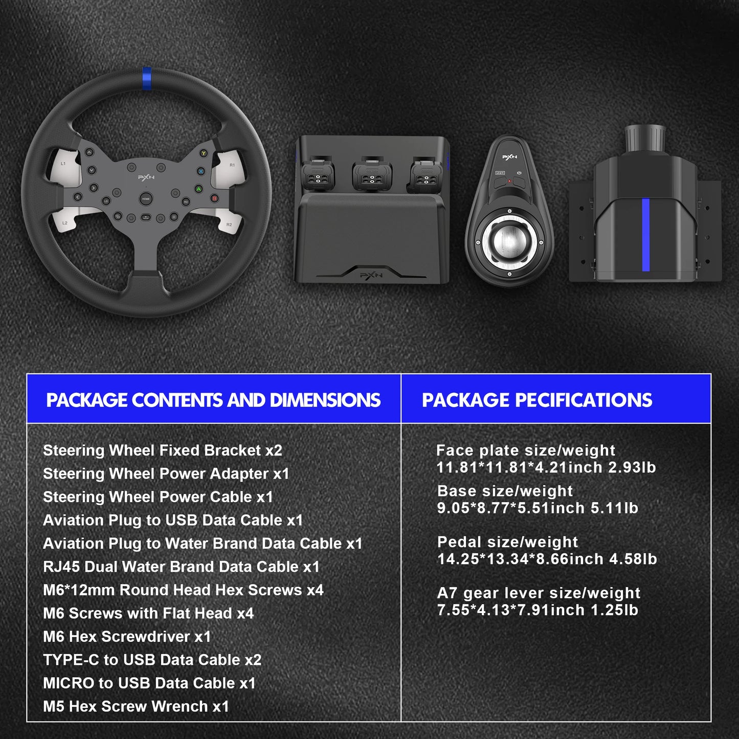 PXN V99 PC Racing Wheel Real Force Feedback Steering Wheel with Pedals Shifter Detachable 270/900 Degree Gaming Wheel