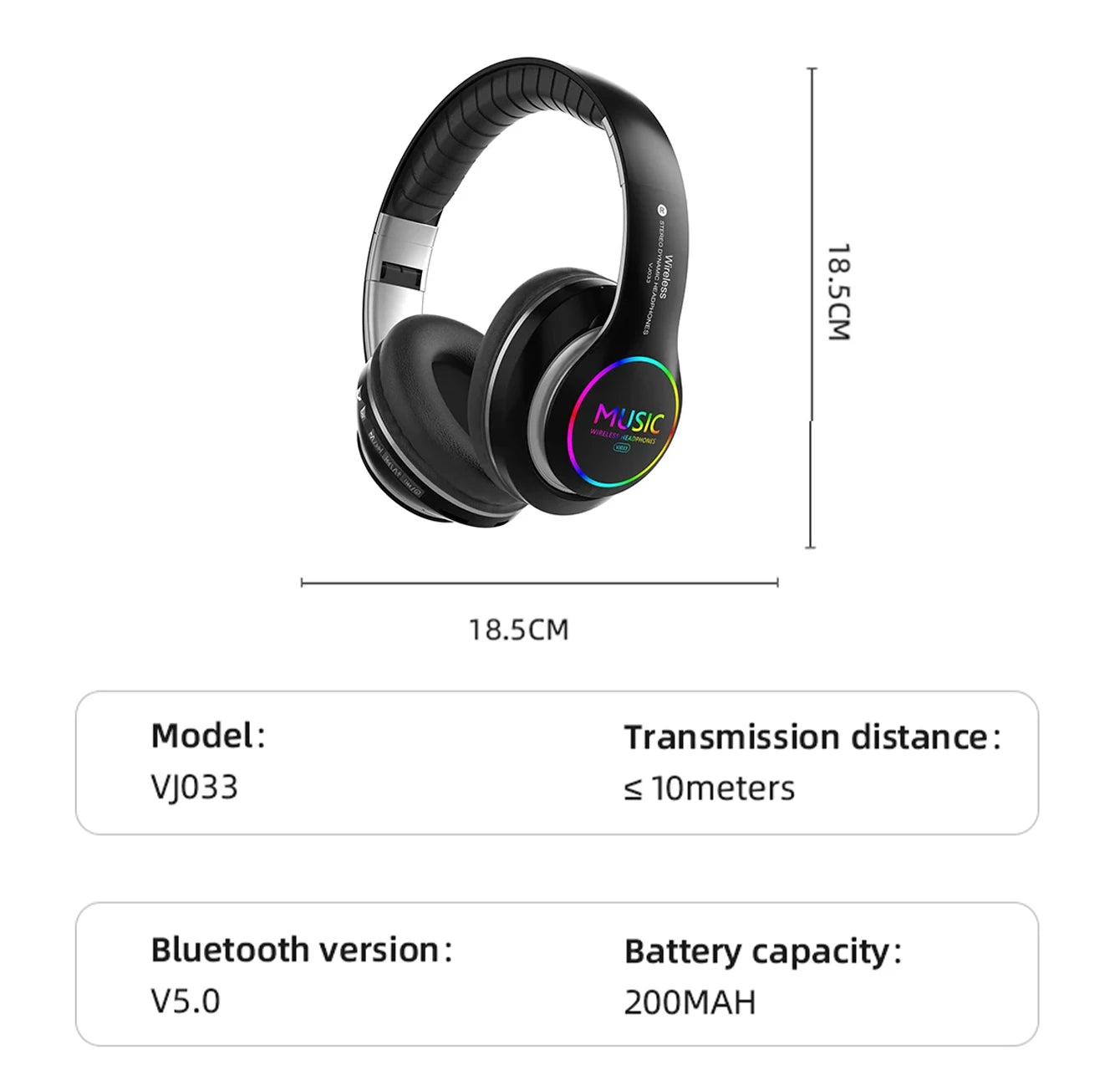 Wireless Bluetooth 5.0 HiFi Headphone With On-Ear Headset Stereo Sound Earphones Sports Office Game Foldable Low Latency