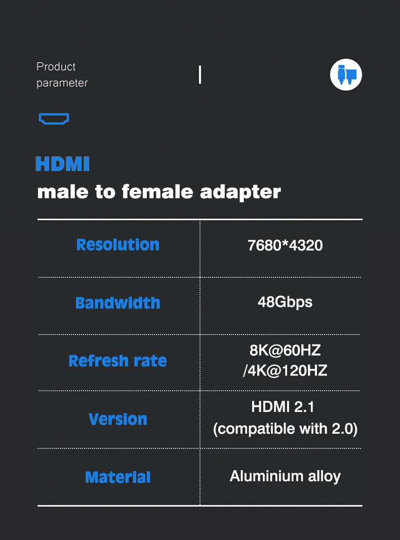 HDMI-förlängningsadapter hona till hona – 4K och 1080p