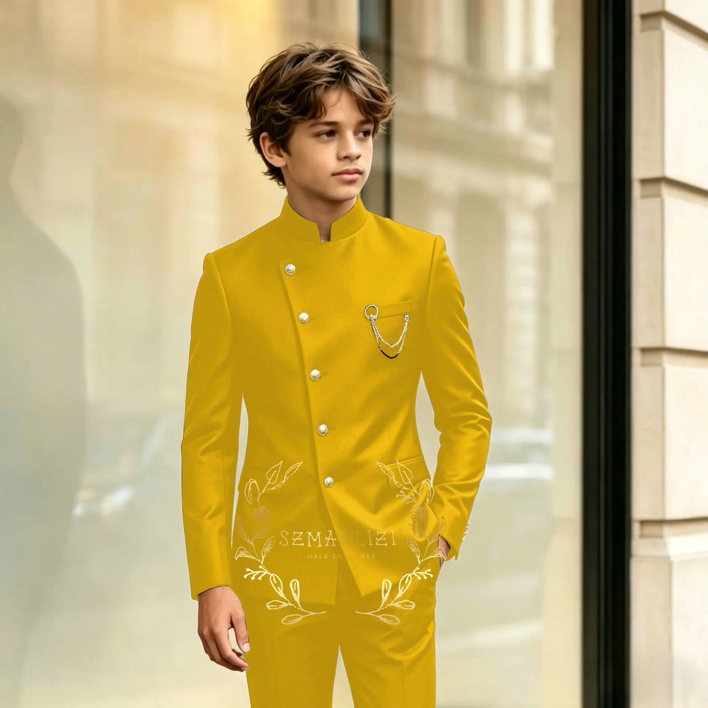 Indian Style Black Child Boy Dinner Tuxedos Little Kids Costume Wedding Party Prom Pants Suits Birthday Wear 2 Pieces Customized