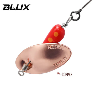BLUX AR-S Rotating Spinner Metal Lure 2.1g/3.5g Single Hook Artificial Bait Copper Blade Spoon Stream Area Trout Fishing Lure