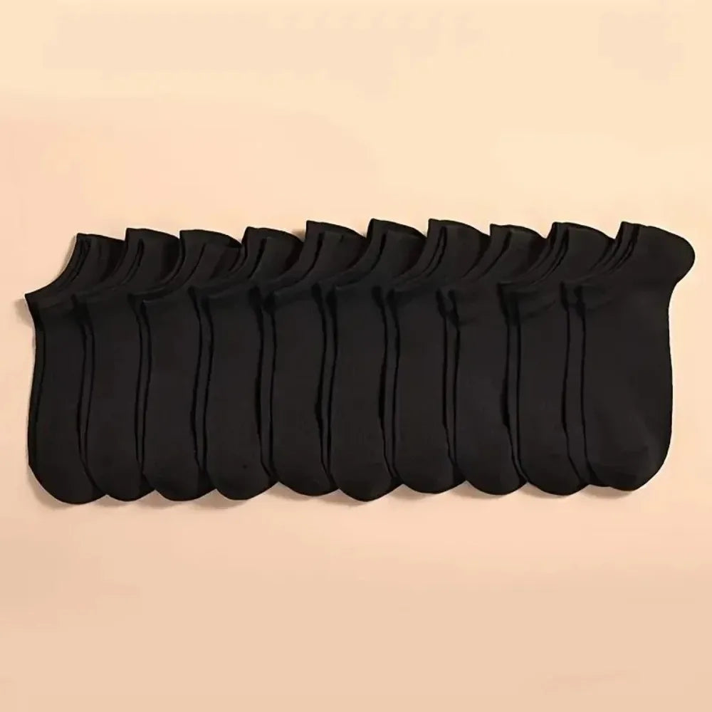 Unisex Casual Plain Color Boat Socks Thin Breathable Comfy Anti Odor Sweat-absorbing Ankle Socks For Men Women black,white,gray