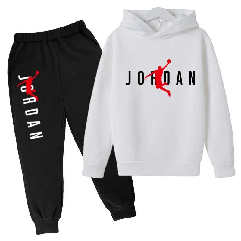 Kids Hoodie Basketball Letters Pullover 3-12Yrs Coat Sweatshirt+Pants Boy Girl Toddler Jogging Clothes Leisure Fashion Brand Set