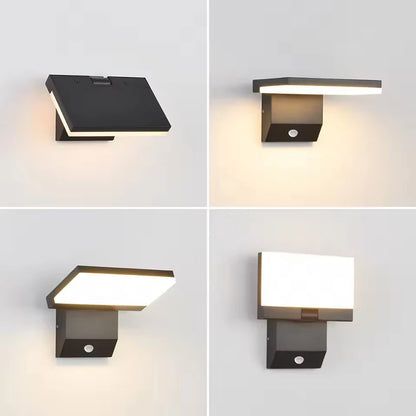 Modern Vikbar LED Vägglampa Utomhus IP65 – 18W, Svart/Vit, Med/Utan Rörelsesensor, AC85–265V