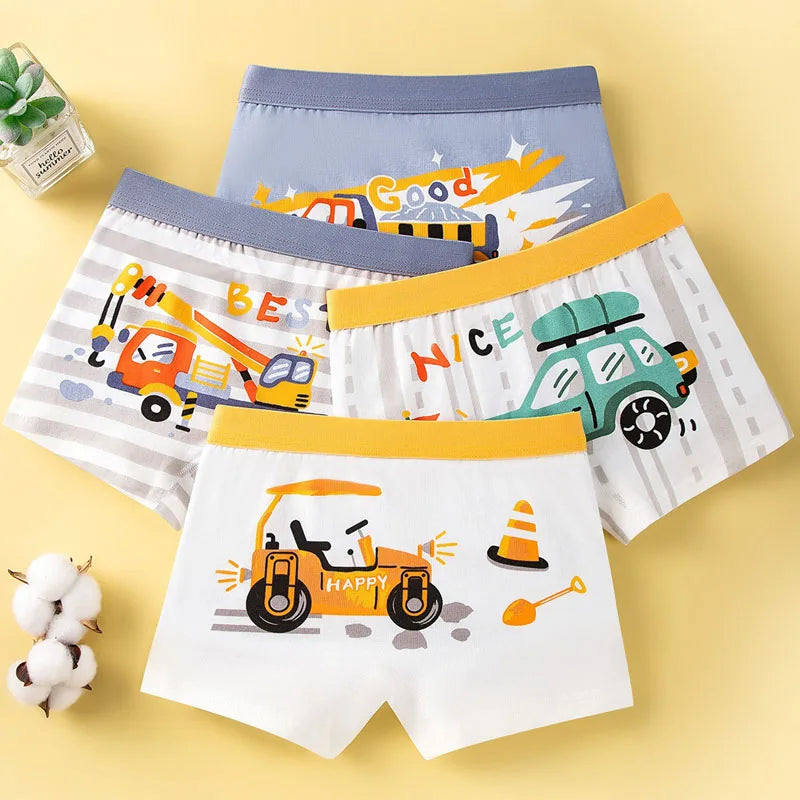 Pojkboxers 4/8/16-pack – 95% Bomull Andningsbar Mjuk Bil/Dinosaurie-motiv Storlek M–2XL (3–14 år)