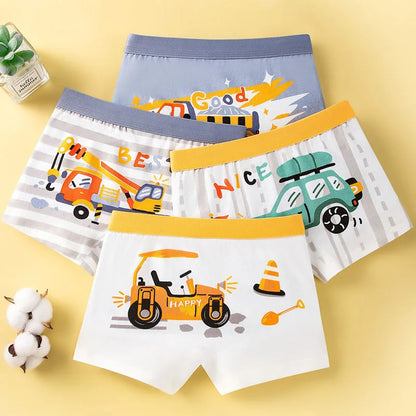 Pojkboxers 4/8/16-pack – 95% Bomull Andningsbar Mjuk Bil/Dinosaurie-motiv Storlek M–2XL (3–14 år)