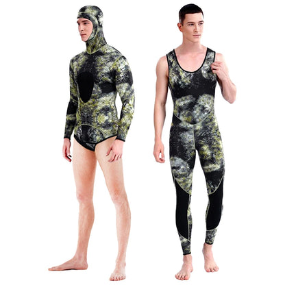 HOT 3mm Camouflage Wetsuit Long Sleeve Fission Neoprene Submersible Diving for Men Keep Warm Tops and Pants 2-pieces Sun Protect