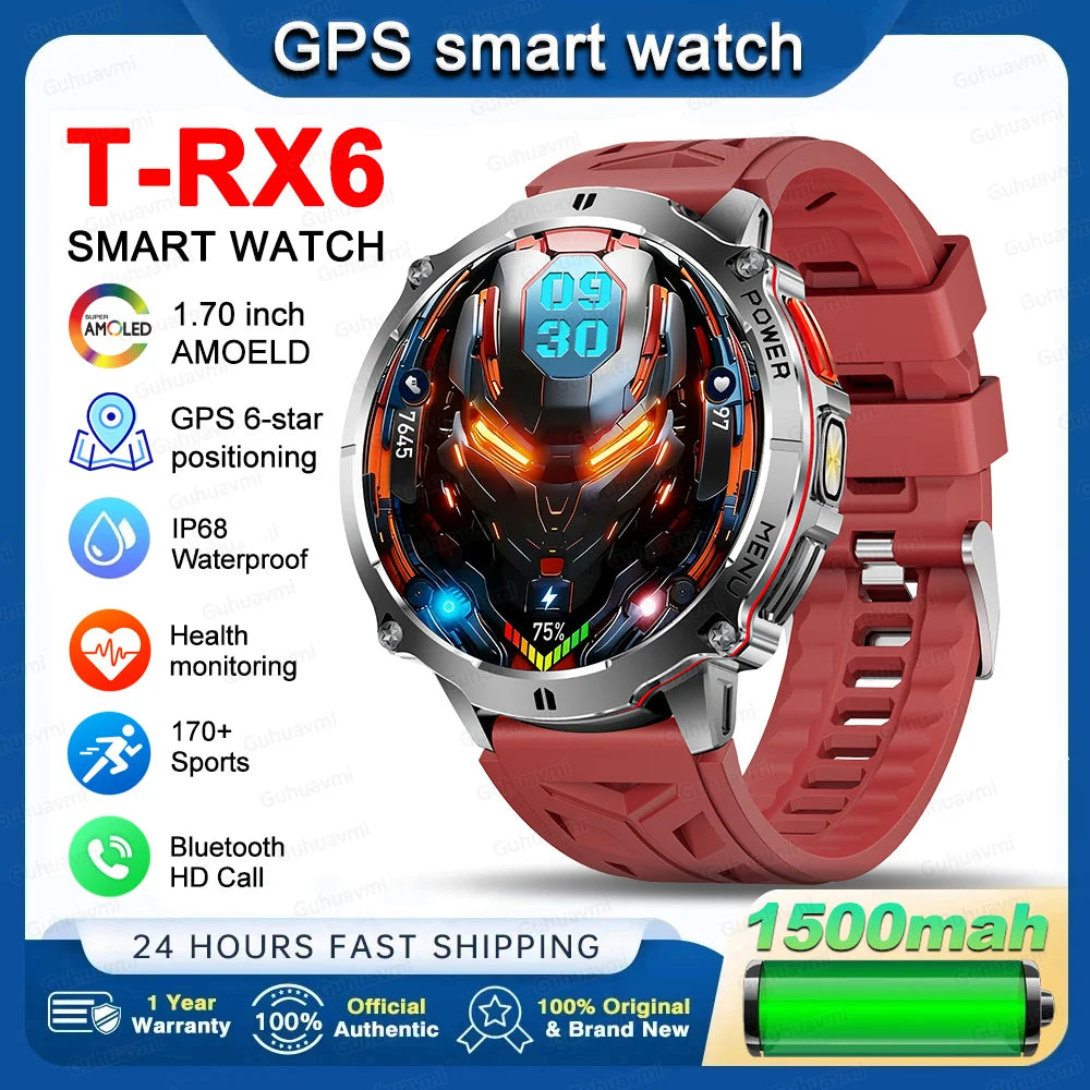 New T-RX6 Ultra Outdoor Sports Smart Watch GPS Compass  Barometer IP68 Waterproof Call Blood Oxygen Military Smartwatch For Men