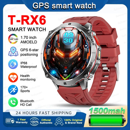 New T-RX6 Ultra Outdoor Sports Smart Watch GPS Compass  Barometer IP68 Waterproof Call Blood Oxygen Military Smartwatch For Men