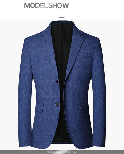 Herr Slim Fit Blazer – Rutig Strükfri Kavaj för Business Casual, Vår & Höst, 3 Färger