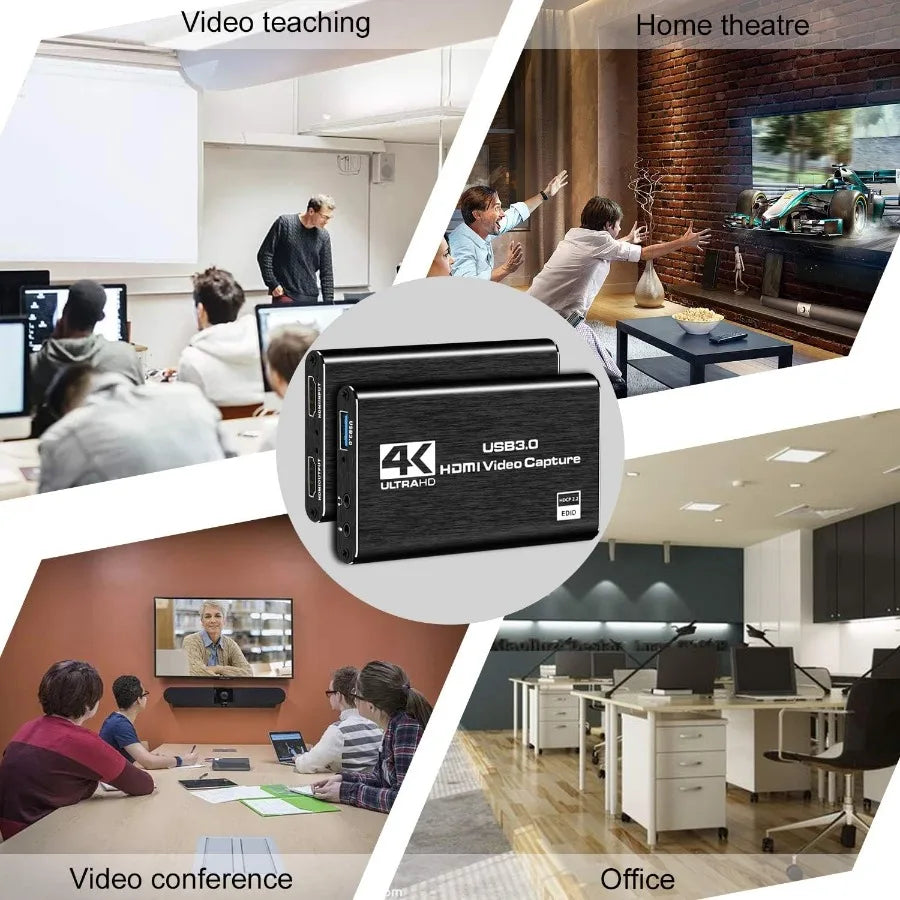 4K USB 3.0 Capture Card – HDMI-inspelningskort för PC, PS4/5, Xbox & OBS Streaming, 1080p/60Hz