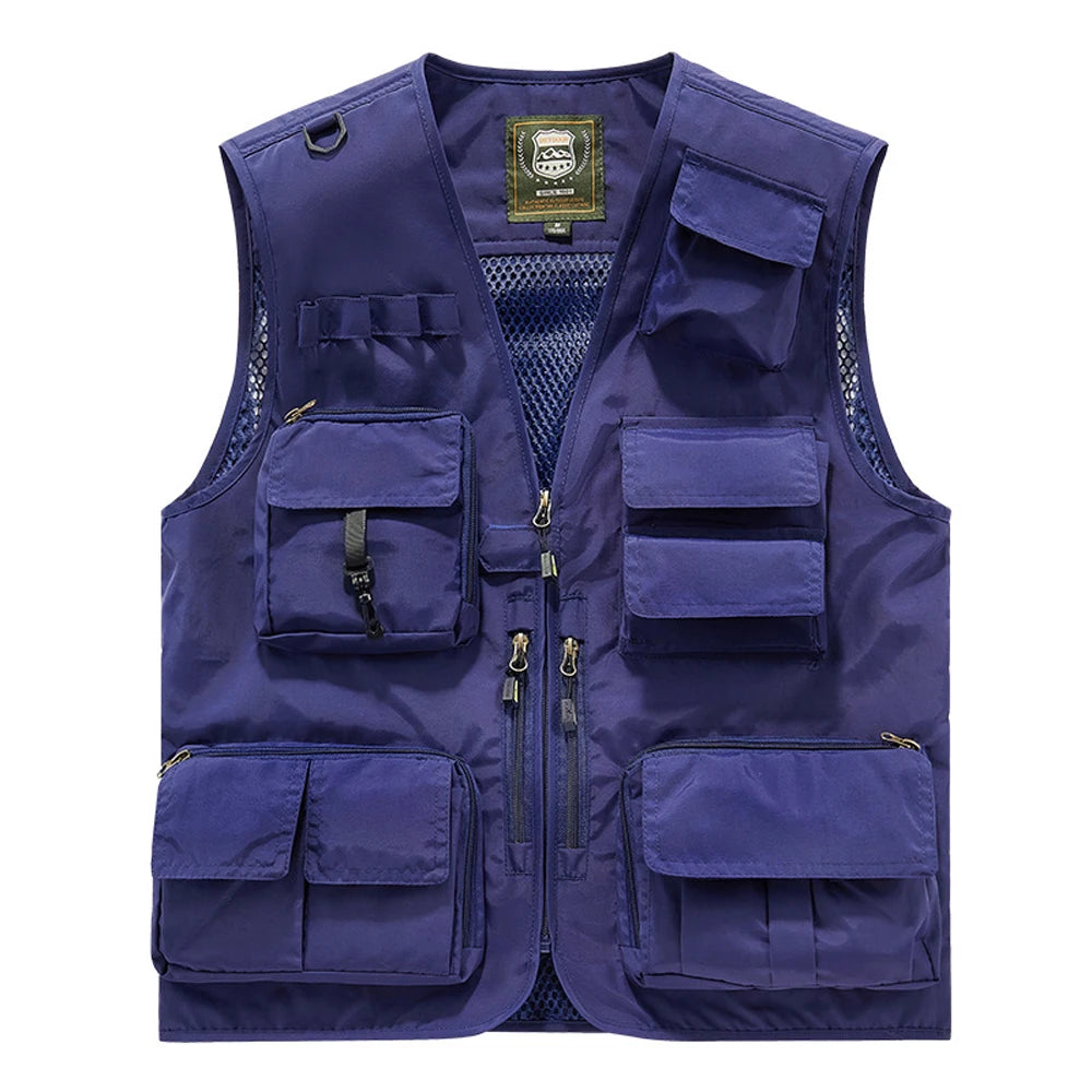 S-7XL Multi Pocket Work Vest for Men Women Volunteer Working Uniforms Logo Printing Fishing Photography Workwear Vest