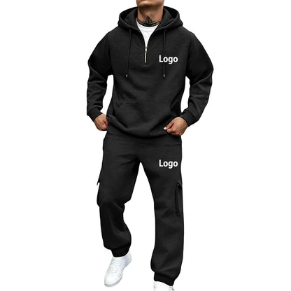 Customized Print Men Tracksuit 2 Pieces Half Zipper Athletic Hoodies Sweatpants Women Training Casual Running Jogging Suit Sets