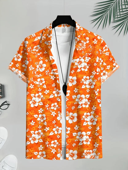 New Men's 3D Printed Hawaiian Shirt Loose Short-Sleeved Family Wear Parents and Children Shirts Beach Vacation Kids's Clothing