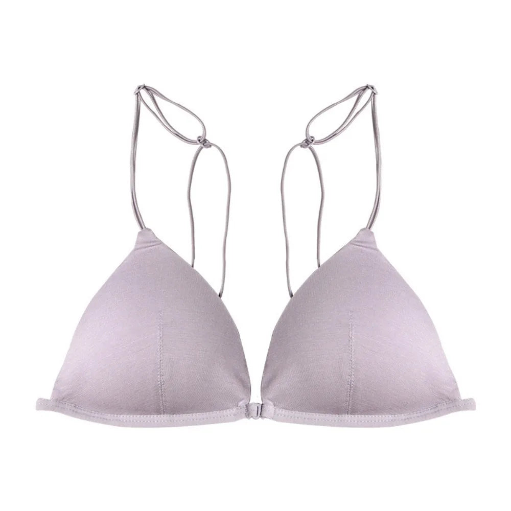 Fachion Triangle Bras for Women Beauty Back Push-up French Style Bra Thin Strape Solid Color Wireless Bra Girls