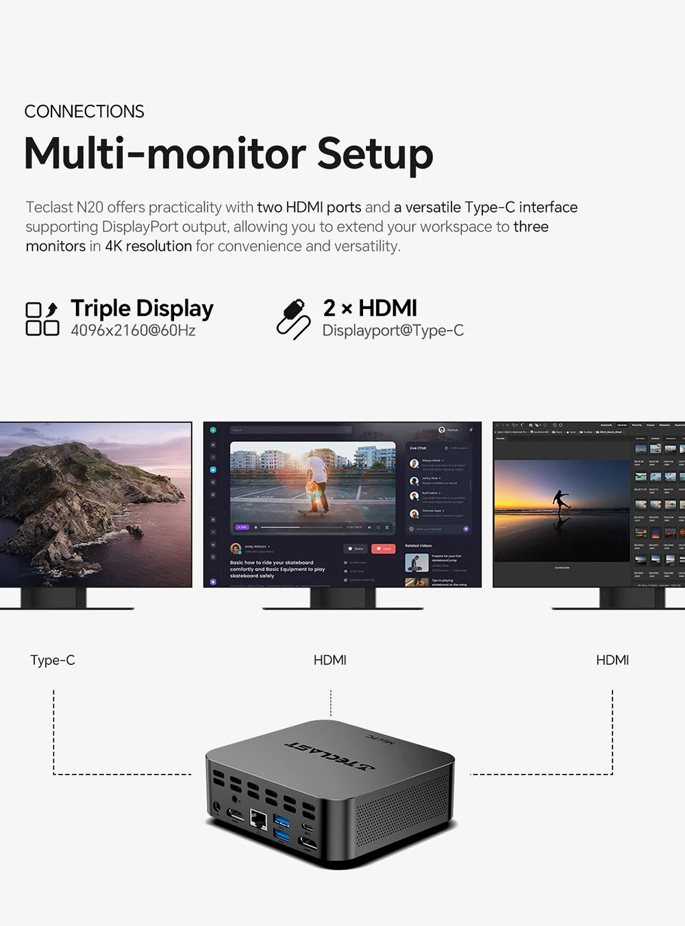 Teclast N20 Mini PC Intel N5095 11:e gen 16GB RAM 512GB SSD – 4K Windows 11 Pro WiFi 6 Kompakt Hemmakontor Desktop