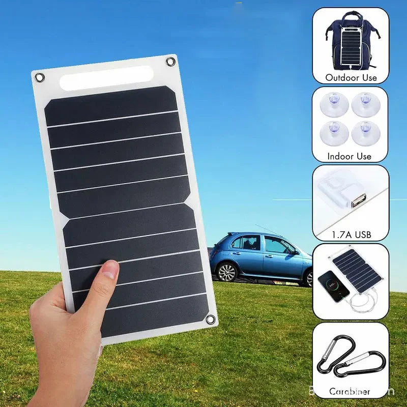 Portable 30W Waterproof Solar Charging Panel USB Type C For Camping Hiking Phone Power Bank Power Supply
