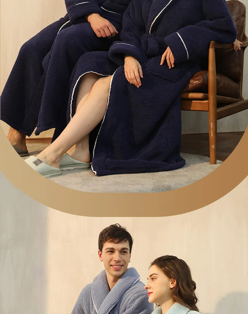 Female Autumn and Winter Warm Long Flannel Thick Couple Bath Bathrobes Men Women Pajamas Shower Robe Bath Towels For Adults
