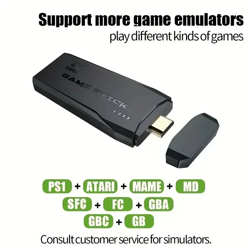 Retro Spelkonsol M8 Game Stick 64GB – 20 000 Spel 4K HDMI 2 Trådlösa Kontroller PS1/SNES/NES/GBA TV & PC