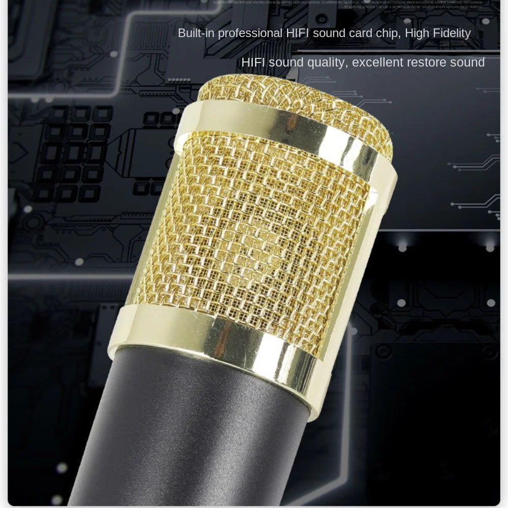 BM800 Condenser Microphone with V8Sound Card Set for Studio Recording AndStreaming Audio Smartphone Live Streaming Bracket Set