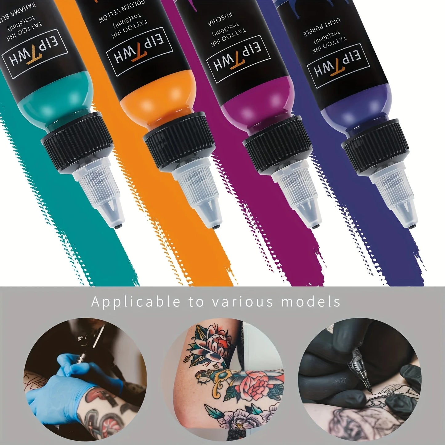 Professional Tattoo Ink - Multicolor Dynamic(14 Colors) & Vibrant Colors in 0.5oz (15ml) Bottles for Tattoo Artists