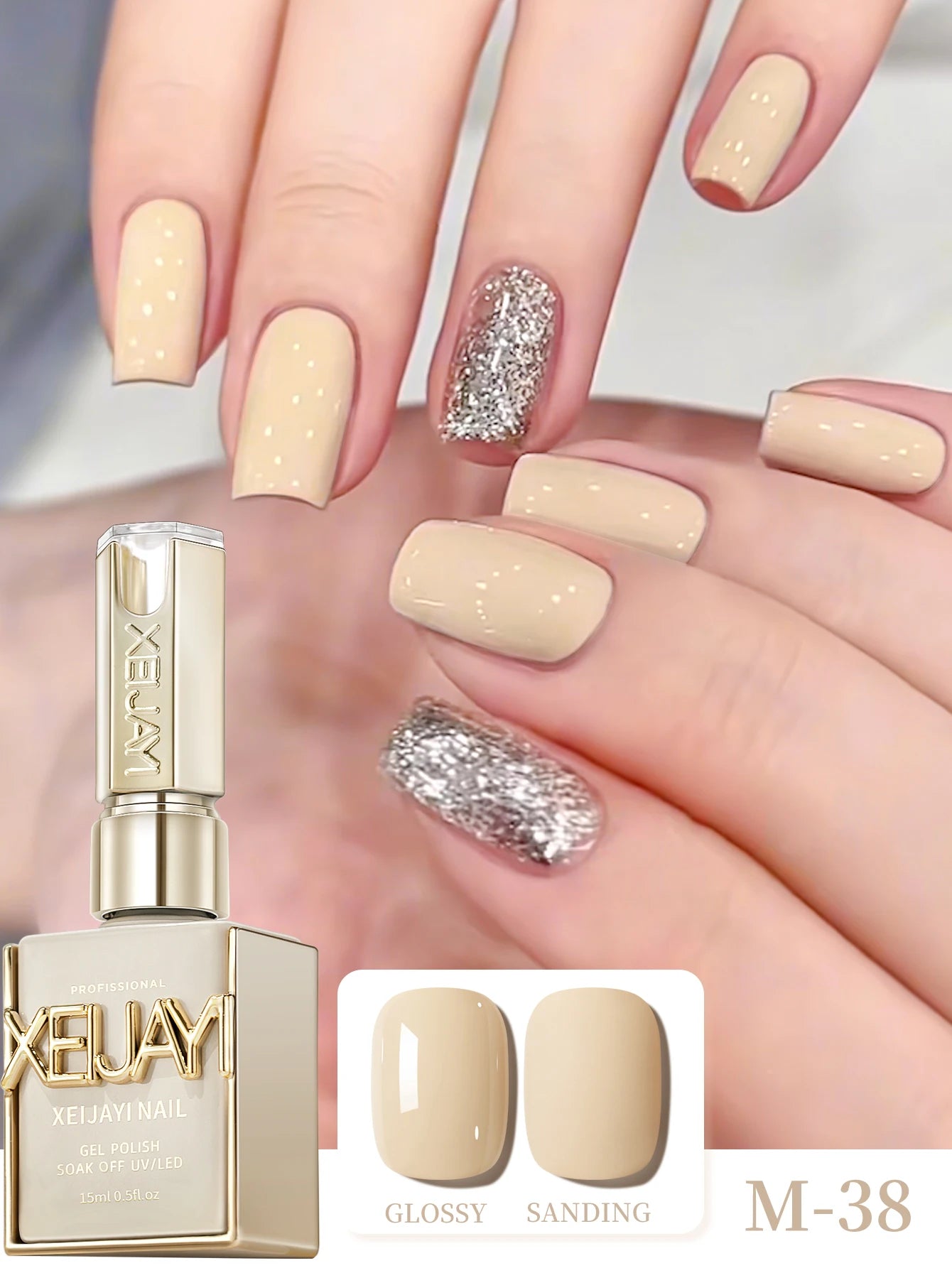 XEIJAYI 1Pc 15ML 13Colors to Choose From Pure Nail Polish Gel Nail Add Semi-Permanent Soak Off UV LED Construction Gel Varnish