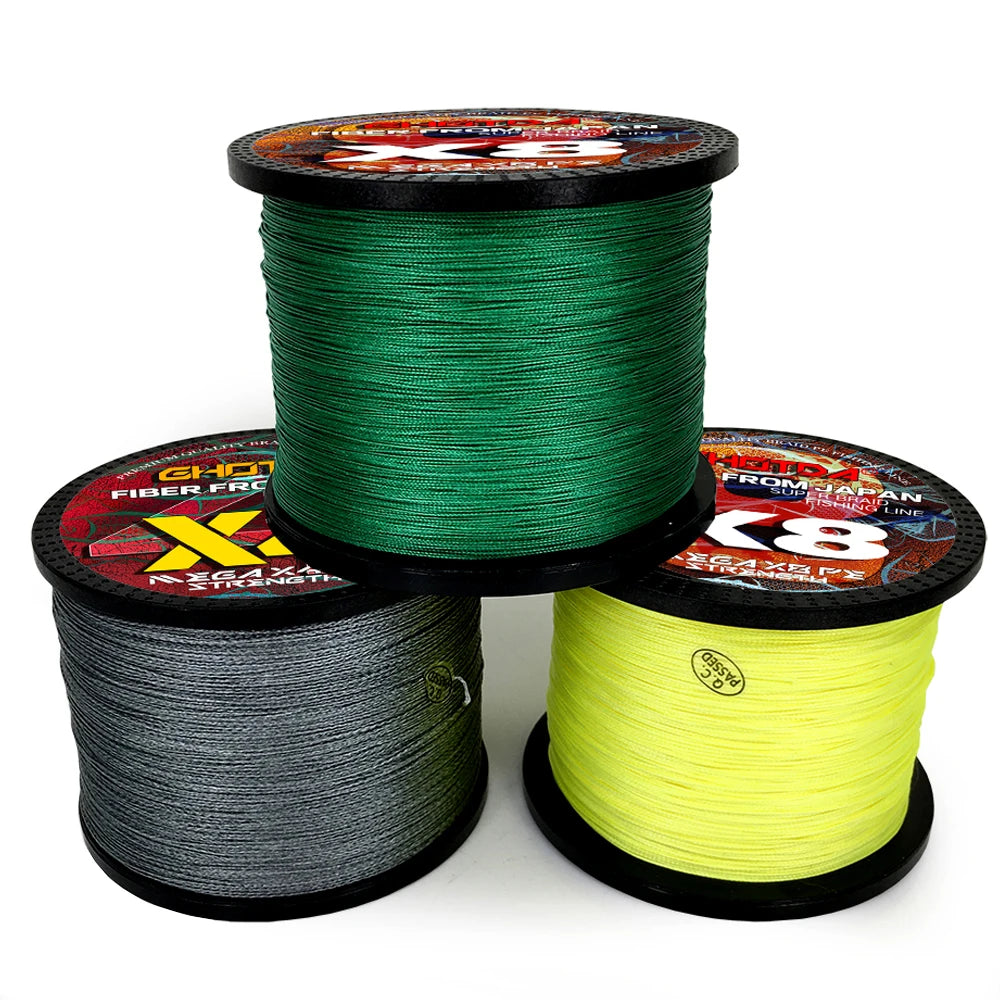 GHOTDA X8 Braided Lure Fishing Lines for JIG Pesca Carp Multifilament Fly Wire PE Line Saltwater 100M 300M 8kg-35kg Strong Cord