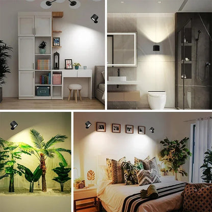 LED Dubbelhuvud Vägglampa – Touch, Fjärrkontroll, 360° Roterbar, USB-laddning, Trådlös